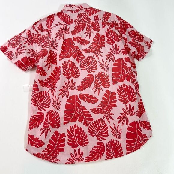 Bonobos Shirt Mens Large Pink Palm Scatter Coral Fan Slim Fit Button Up - Picture 7 of 8